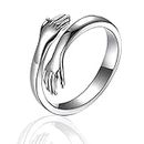 Fashion Frill Silver Ring For Women Closed Hand Ring For Girls Women Hug Ring Adjustable Ring For Women Girls Couple Ring