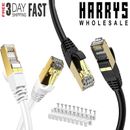 FLAT CAT7 ETHERNET CABLE RJ45 NETWORK SSTP GOLD ULTRA-THIN 10GBPS LAN LEAD LOT