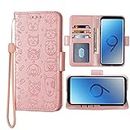 FDCWTSH Compatible with LG V10 Wallet Case Wrist Strap Lanyard Leather Flip Card Holder Stand Cell Accessories Folio Purse Credit ID Slot Phone Cover for LGV10 LG10 V 10 ThinQ Women Men Rose Gold