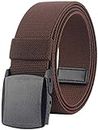 Elastic Belt for Men, Stretch Canvas Belt with YKK Plastic Buckle, Breathable Waist Belt for Work Outdoor Cycling Hiking, Adjustable for Pants Size Below 46inches[53"Long1.5"Wide] (Coffee)