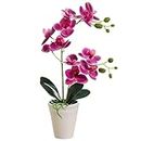 Hintyne Fleurs D'orchidées Artificielles en Pot Fausse Orchidée Réaliste De 40,6 Cm Orchidée Artificielle Décorative Plante D'orchidée Vive Et Vibrante pour La Maison Et Le Bureau Violet