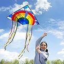 Rainbow Delta Kites Adults-Beginner Kite for Kids Easy Flyer - Kit Line and Swivel Included- Good for Outdoor Games and Summer The Beach Toys for Kids