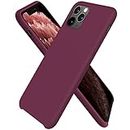ORNARTO Funda Silicone Case para iPhone 11 Pro MAX, Carcasa de Silicona Líquida Suave Antichoque Bumper para iPhone 11 Pro MAX (2019) 6,5 Pulgadas-Vino Rojo