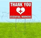 Thank You Essential Workers (18"x24") Yard Sign, Quantity Discounts, Multi-Packs, Includes Metal Step Stake, Bandit, New, Advertising, USA