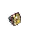 Discount Sports Rings, FOOTBALL CHAMPION RING — GUNMETAL BODY, RED STONES, Player Award 9-8