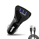 Dyazo Smart 3 Port USB Car Charger Compatible for Samsung Galaxy S 7/6/ Edge/Note 5/ A10 /A9,LG G4/,HTC, Oppo, Vivo, Redmi & All Other Mobile Phones with Free Micro USB Cable
