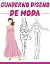 Cuaderno Diseño de moda: Libro de Bocetos Para Diseñadora de moda y estilistas , 10 modelos diferentes de siluetas,modelo femenin , idea de regalo