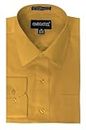 OmegaTux Mens Regular fit Solid Dress Shirts w/Convertible Cuffs, Mustard, 14.5" Neck 35" Sleeve