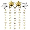 Pop The Party Golden Silver Star foil Balloon With Bunting for Birthday Decoration Set of 6