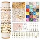 Lynnmos Clay Beads 8000 Pcs 2 Boxes Bracelet Making Kit - 24 Colors Polymer Clay Beads for Bracelet Making Set - Heishi Disc Beads for Jewelry Making kit with Charms and Gift Pack for Girls