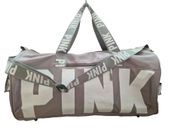 Victoria's Secret PINK Logo Barrel Bag Sport Gym Womens Girls Travel Grey Bag