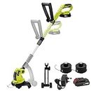 DEWINNER Cordless Grass Trimmer, 20V 2.0Ah Li-ion Electric String Edger, 2*Trimmer Line Grass Cutter Edging, 1 Battery And Charger Included, DWT2575