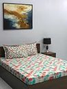 Bombay Dyeing Glory 104 TC 100% Cotton Geometric Queen Bedsheet with 2 Pillow Cover (‎2.24 x 2.44 Mtrs) | Red