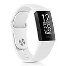Silicone Band Compatible with Fitbit Charge 4 Bands for Women Men, Soft Classic Sport Replacement Wristbands Straps for Fitbit Charge 4 / Fitbit Charge 3 Accessories (Small, White)