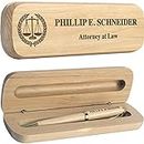 PlaqueMaker Personalized Wood Scales of Justice Pen Set - Customized with Recipient's Name and Title, A great Gift for Anyone in the Justice Department - Attorney at Law, Judge, Law Clerk, and More