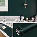 Livelynine Furniture Film Self-Adhesive Green Matt Self-Adhesive Wallpaper Dark Green Adhesive Film Furniture Children's Room Wallpaper Self-Adhesive for Cupboard Table 40 cm x 2 m