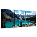 Turquoise Lake and Mountain Picture 3 Piece Canvas Wall Art Picture Poster Home 