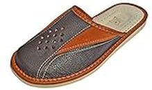 Reindeer Leather Men's Leather Slippers | Genuine Sheepskin Leather Slip-On, Odor Resistant Sole, Therapeutic Foot Bed & Traction Sole, Indoor House Sliders for Men (Brown, Size 10)