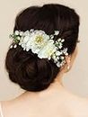 Hair Flare Artificial Flower Made Hair Accessories And HairPin for Women- White, 2215, Pack of 1