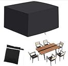 UCARE Outdoor Patio Furniture Cover Waterproof Table and Chair Cover Windproof and Dust-proof Square Desk Covers for Garden Lawn Furniture Sets Black (126 * 126 * 74cm)