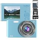 Acuvar 44MP Compact Point and Shoot Digital Camera, 16X Digital Zoom, 2.4 Inch Screen & 32GB SD Card, Vlogging Camera for Kids Teens Students Boys Girls Seniors (Blue)