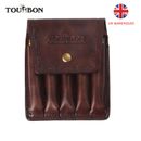 TOURBON Leather Rifle Bullets Holder Ammo Carry Pouch 5 Rounds Cartridge Wallet