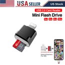 OTG Adapter Mini Micro SD TF Card Reader For iOS 14 13 12 Above System External