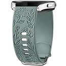 Sunflower Engraved Band Compatible with Samsung Galaxy Watch 4 5 6 40mm 44mm Bands, Galaxy Watch 4 Classic/Galaxy Watch 6 Classic/Watch 5 Pro 45mm/ Active 2 Strap, 20mm Soft Silicone Band, Pinegreen
