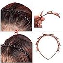 Headbands with Clips for Women or Girl, Double Bangs Hairstyle Hairpin , Thin Hairbands for Thin or Thick Hair, Alligator Clips for Hairstyles, Washing Face, Making up, Doing Sports (Brown 1 PCS)
