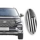 Kutyun Front Grille American Flag Emblem for Ford, Replacement for Ford Emblem, 9 Inch Aluminum Front Grill Rear Tailgate Oval Emblem, Car Exterior Accessories fit for Ford F150 F250 F350 (Silver)