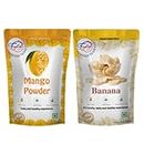 FZYEZY Freeze Dried Mango Powder & Banana for Kids and Adults| Camping Vegan Healthy & Survival Food| Travel friendly Dried Mango Powder & Banana Snacks |Pantry Groceries dehydrated Snacks | Pack of 2 - 150 gm each