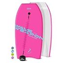 Own the Wave 37" Bodyboard with Coiled Leash and Swim Fin Straps - HDPE Slick Bottom and EPS Core - Boogieboard for Kids and Adults - Perfect for Surfing and Beach (Pink/Mint Green)