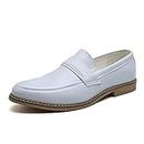 Men's Loafers Dress Shoes Slip-on Casual Driving Office Lightweight Flats Fashion Men's Sneakers (Color : White, Size : EU 44)