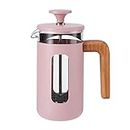 La Cafetière Pisa Cafetiere, 3 Cups/350 ml, Heat Resistant Borosilicate Glass and Stainless Steel with Grippy Piston, Small French Press Coffee Maker for Loose Tea and Ground Coffee, Pink