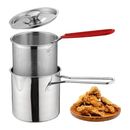 Deep Fryer Frying Pot with Basket 304 Stainless Steel Sturdy Multipurpose/