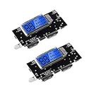 2 Pack 18650 Battery Charger Protection Module, MELIFE Power Bank PCB Module Board, Dual USB 5V 1A 2.1A with BMS Protection DIY Mobile Charging Accessories Digital LCD Display Indicator