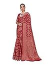 Sarees for Women Linen Silk Woven Saree || Indian Wedding Gift Sari con camicetta non cucita - Rosso - Taglia Unica