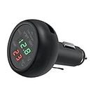 3 in 1 Car USB Charger Car Voltmeter Car Thermometer with LCD Digital Display Temperature Tester Voltage Monitor Meter Cigarette Lighter for 12V-24V Cars Trucks SUV Buses