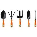TrustBasket Gardening Hand Tools Set - 5 Pcs (Cultivator, Big and Small Trowel, Weeder, Fork) | Gardening Tools for Home Garden | Durable Plant Tool Kit | Farming Tools