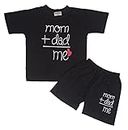 'Mom+Dad' Text Printed Cotton Baby Black Clothing Sets/Tshirt-Shorts(Boys/Girls up to 4 Years) (2-3 year)