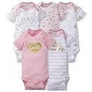 Gerber Baby Girls 5-Pack Short Sleeve Variety Onesies Bodysuits Princess Arrival 0-3 Months