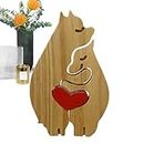 Wooden Family Puzzle Bears Statue,Wooden Bear Art Sculptures Heart Puzzle | Heart Puzzle Desktop Ornament for Kitchen, Home, Party, Bedroom Loganz