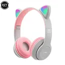 Kopfhörer LED Nette Katze Ohr Bluetooth-kompatibel Headset Kid Mädchen Musik Stereo Sport Kopfhörer