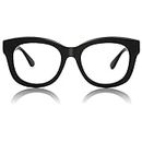 JiSoo Oversized Blue Light Reading Glasses for Women Men, Stylish Designer Readers Women with Large Frame, E-black, 3