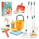 Detachable Kids Cleaning Toy Set - Broom, Mop, Dustpan, Brush, Rag Play, Housekeeping Kit, STEM Really Clean Toys Gift for Girls & Boys