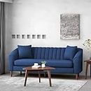 Casaliving Doraldo 3 Seater Sofa Set for Living Room (Blue Colour) Premium Fabric Sofa