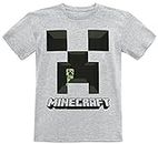 Minecraft Kids – Creeper T-shirt pour homme, gris chiné, méchants, fan merch, gaming, Gris mélangé, 8 ans