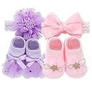 18-24 inch TatuDoll Girl Doll Accessories 2 Sets Headflowers+Shoes Pink &Purple Suits Reborn Baby Play Accessories
