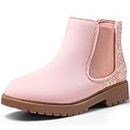 Girls Ankle Snow Boots Kids Winter Chelsea Boot Girl Slip on Booties with Lightweight Little Kid/Big Kid