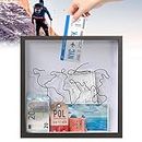 Adventure Archive Box, Travel Adventure Archive Box Frame, 12In White Travel Tickets Collection Box, Keepsakes Shadow Memory Boxes with Plane World Map Design